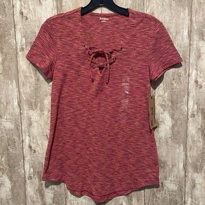 NWT Ruff Hewn S/S Tee w/ Lace Up V Neck Size S